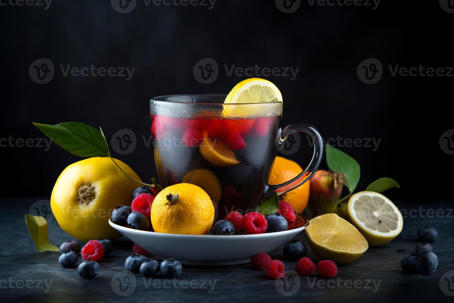 AI generated Lemon fruity tea glass cup. Generate ai photo