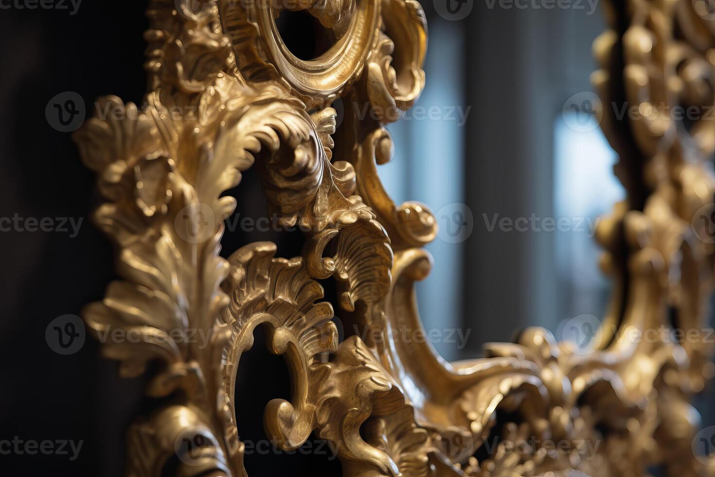AI generated Golden classical mirror. Generate AI photo