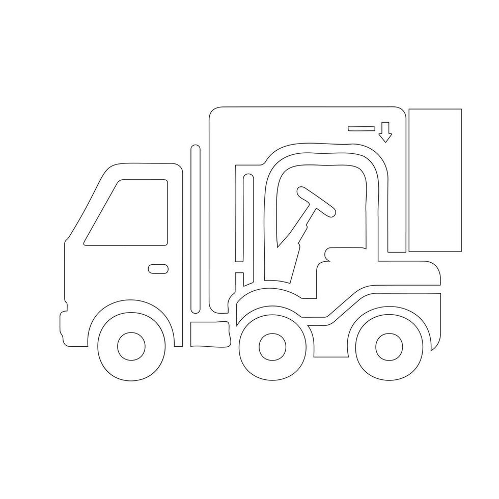 a vector illustration with a forklift and truck icon on a white background