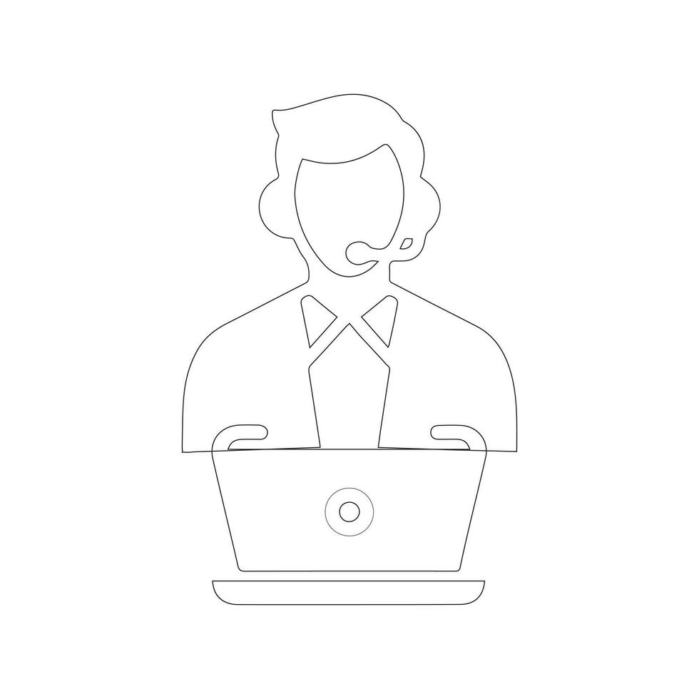 outline of the customer service icon vector