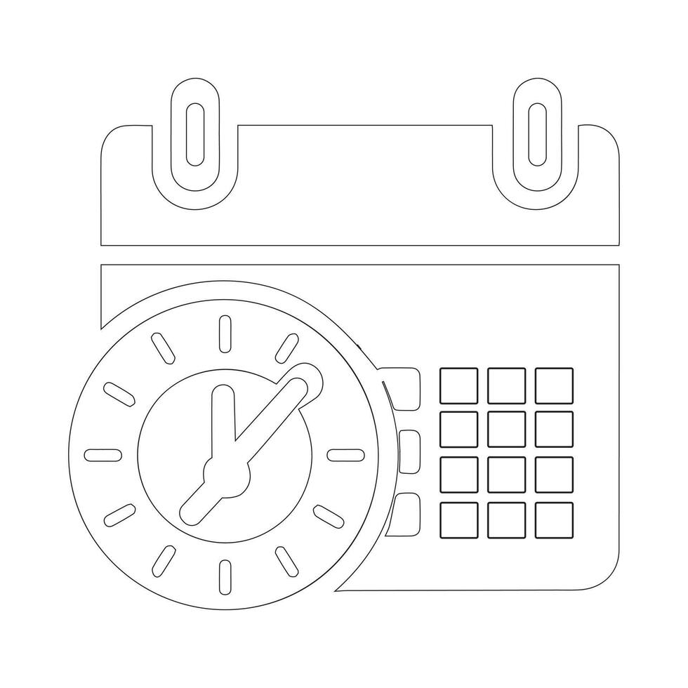 line-art icons of a clock and a calendar vector