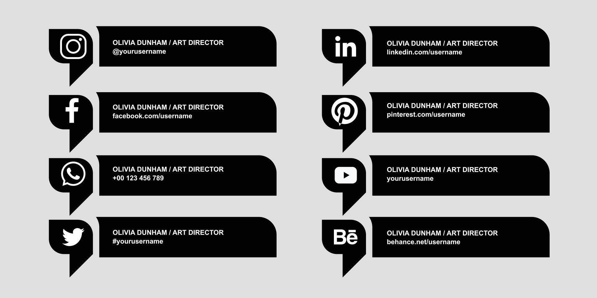 vector collection of social media lower third icons