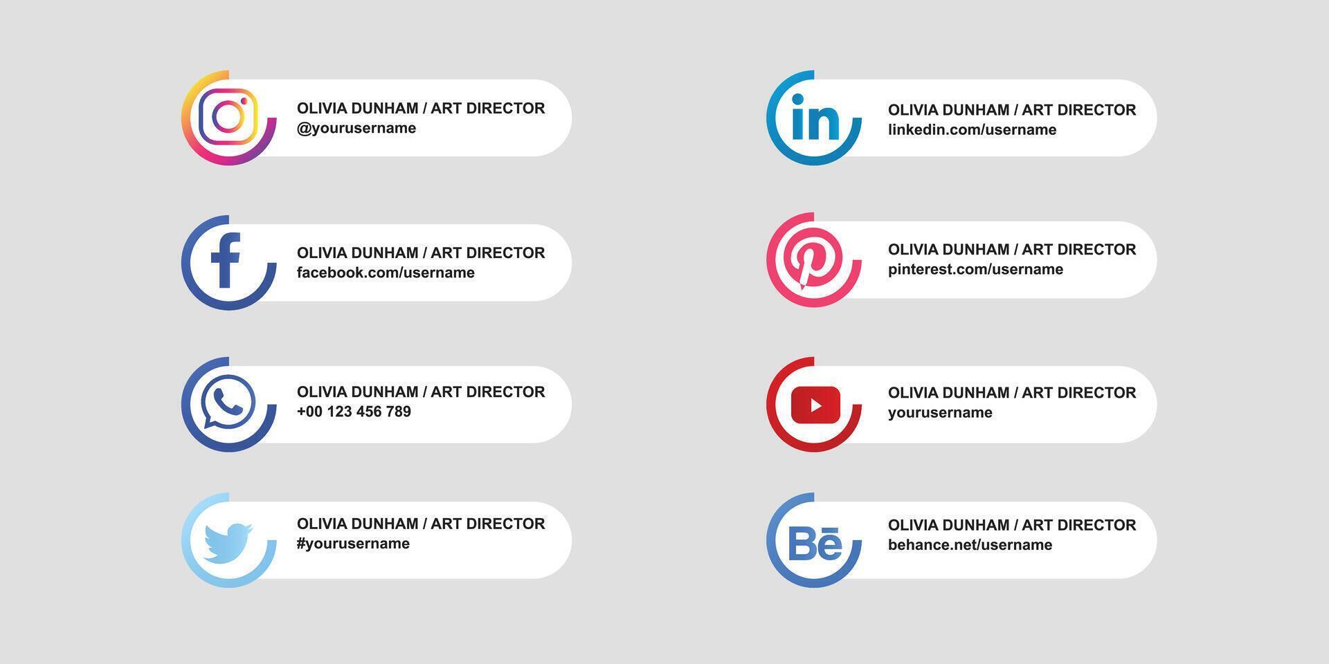 vector collection of social media lower third icons