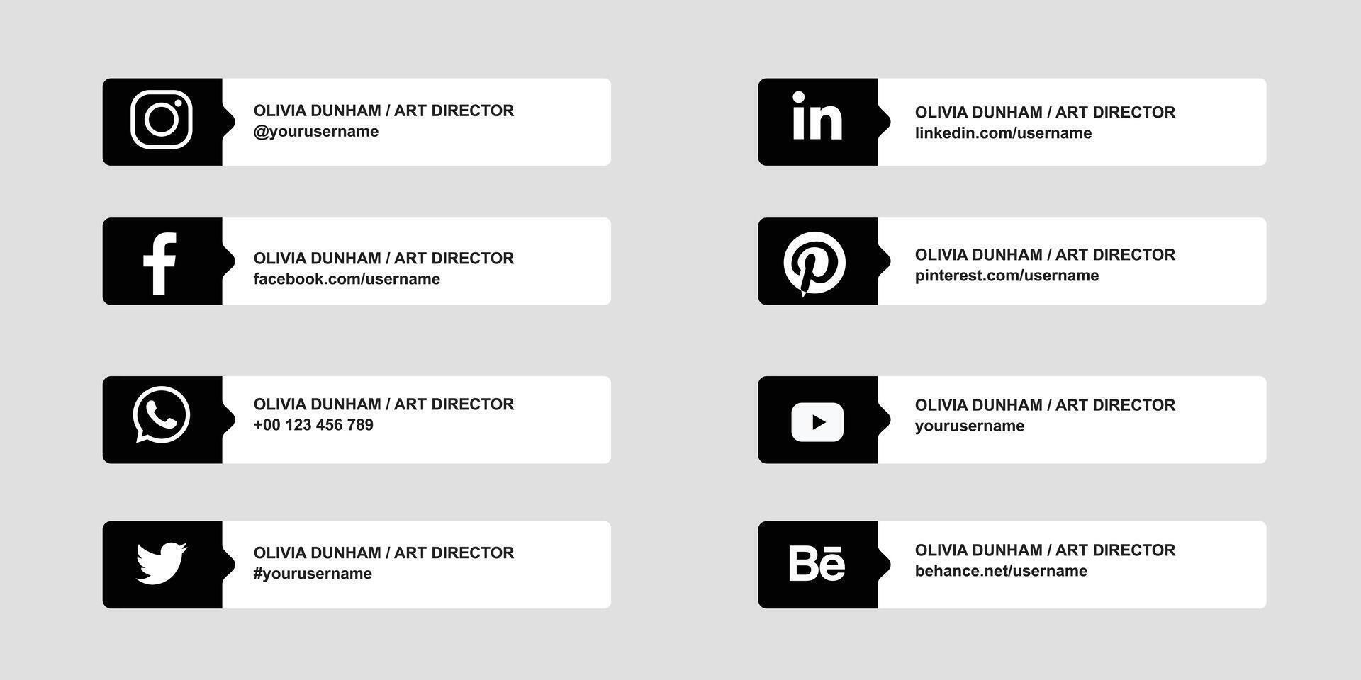 vector collection of social media lower third icons