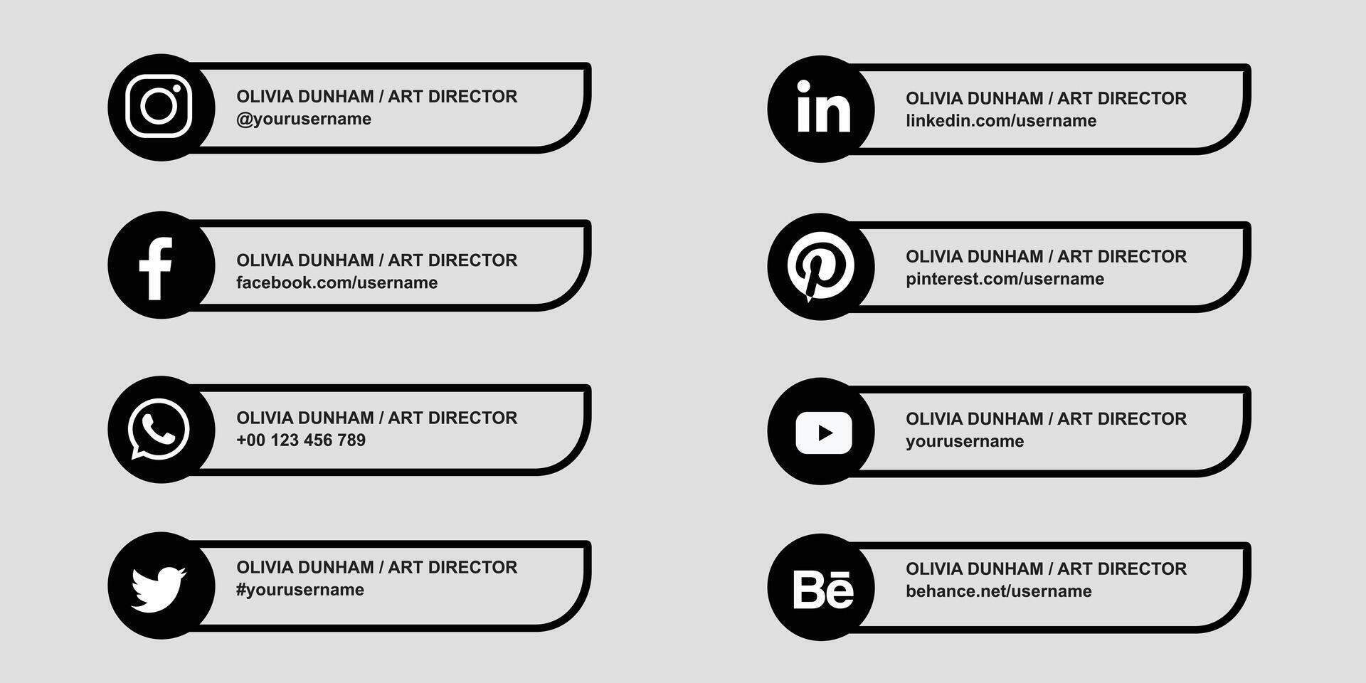 vector collection of social media lower third icons