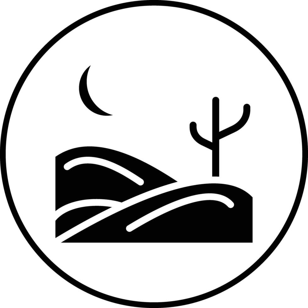 Desert Night Landscape Vector Icon