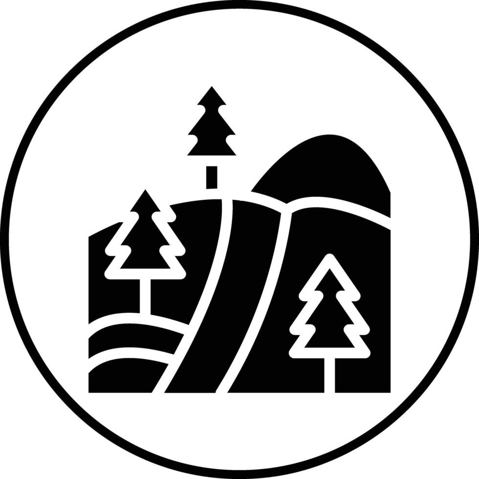 Pine Trees Landscape Vector Icon