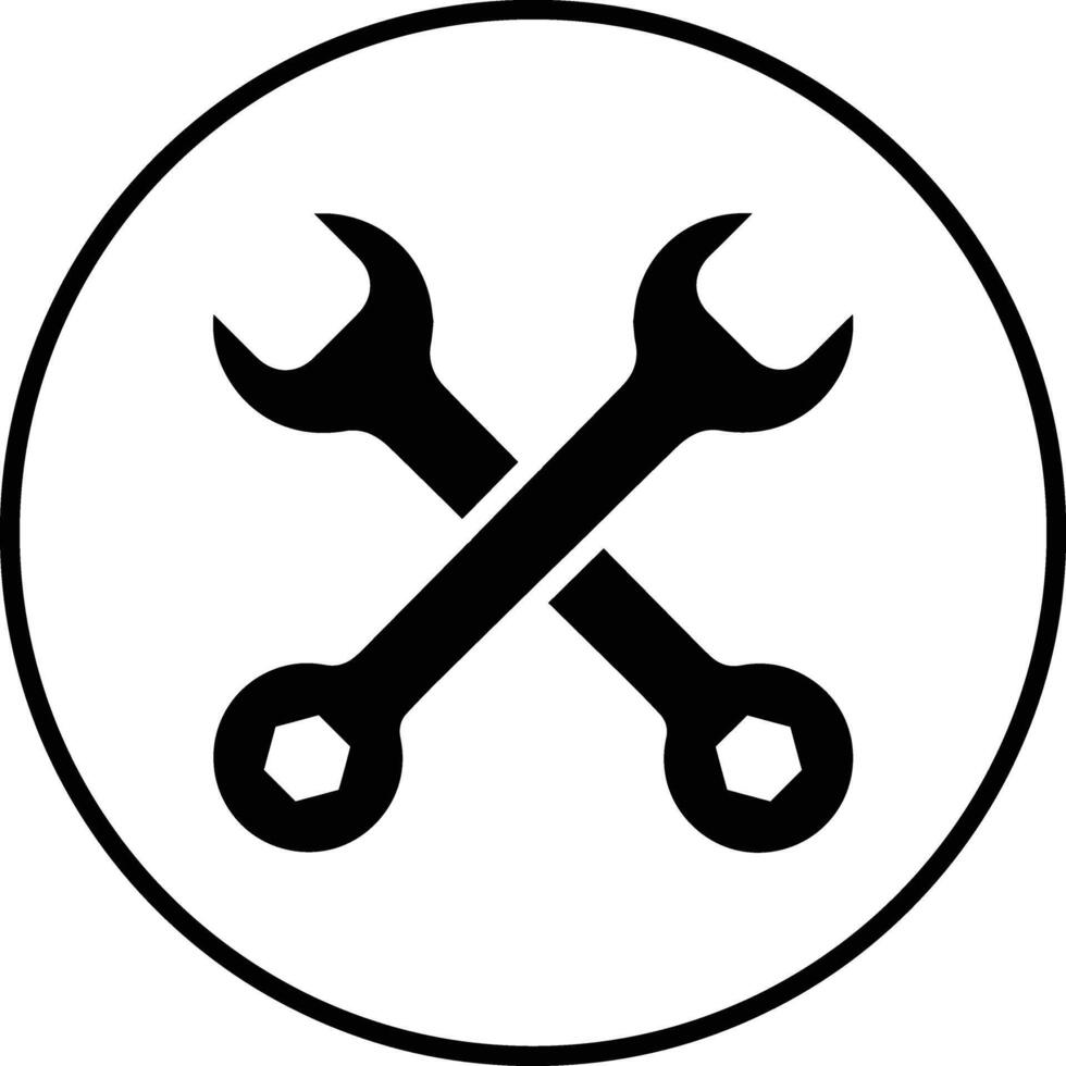 icono de vector de llave cruzada