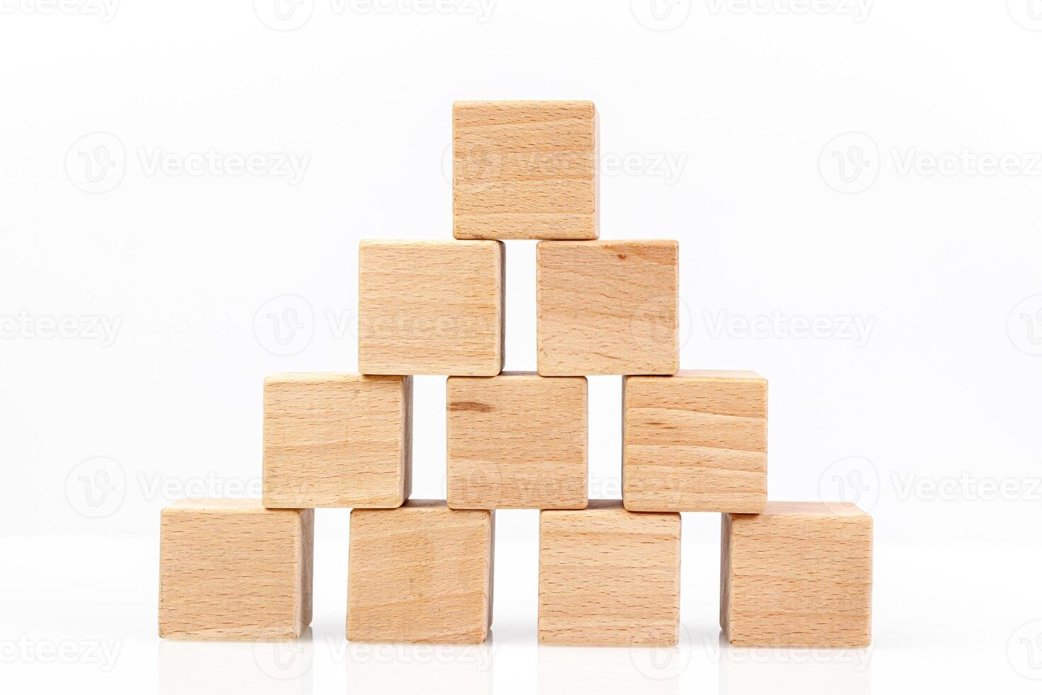 Wooden cubes on a white background photo