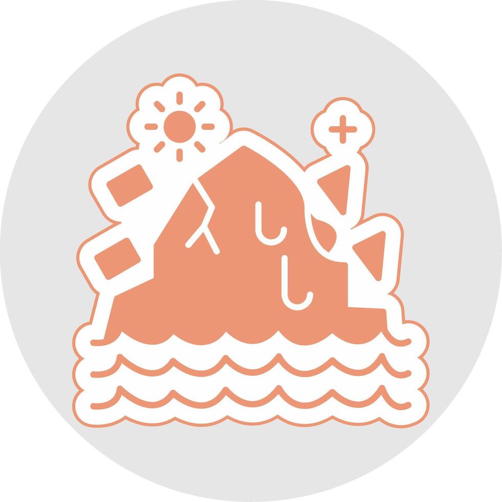 Melting Ice Glyph Multicolor Sticker Icon vector