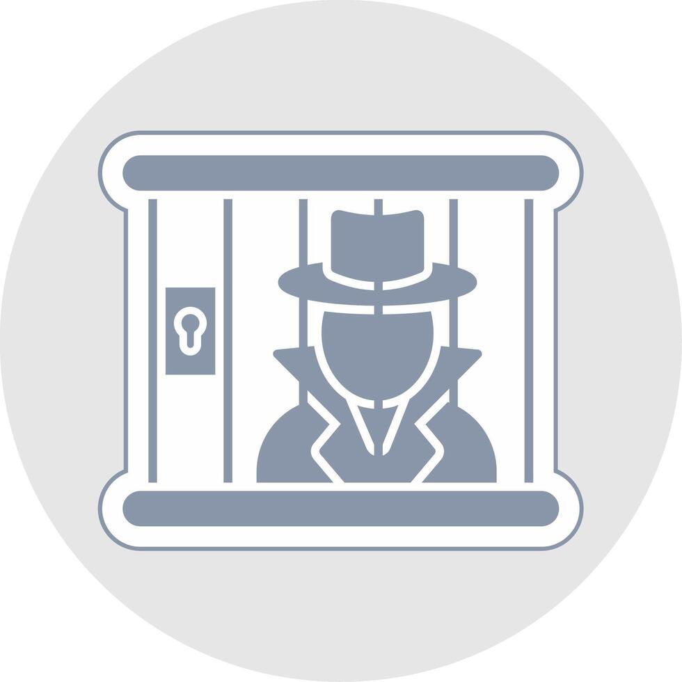 Criminal behind bars Glyph Multicolor Sticker Icon vector