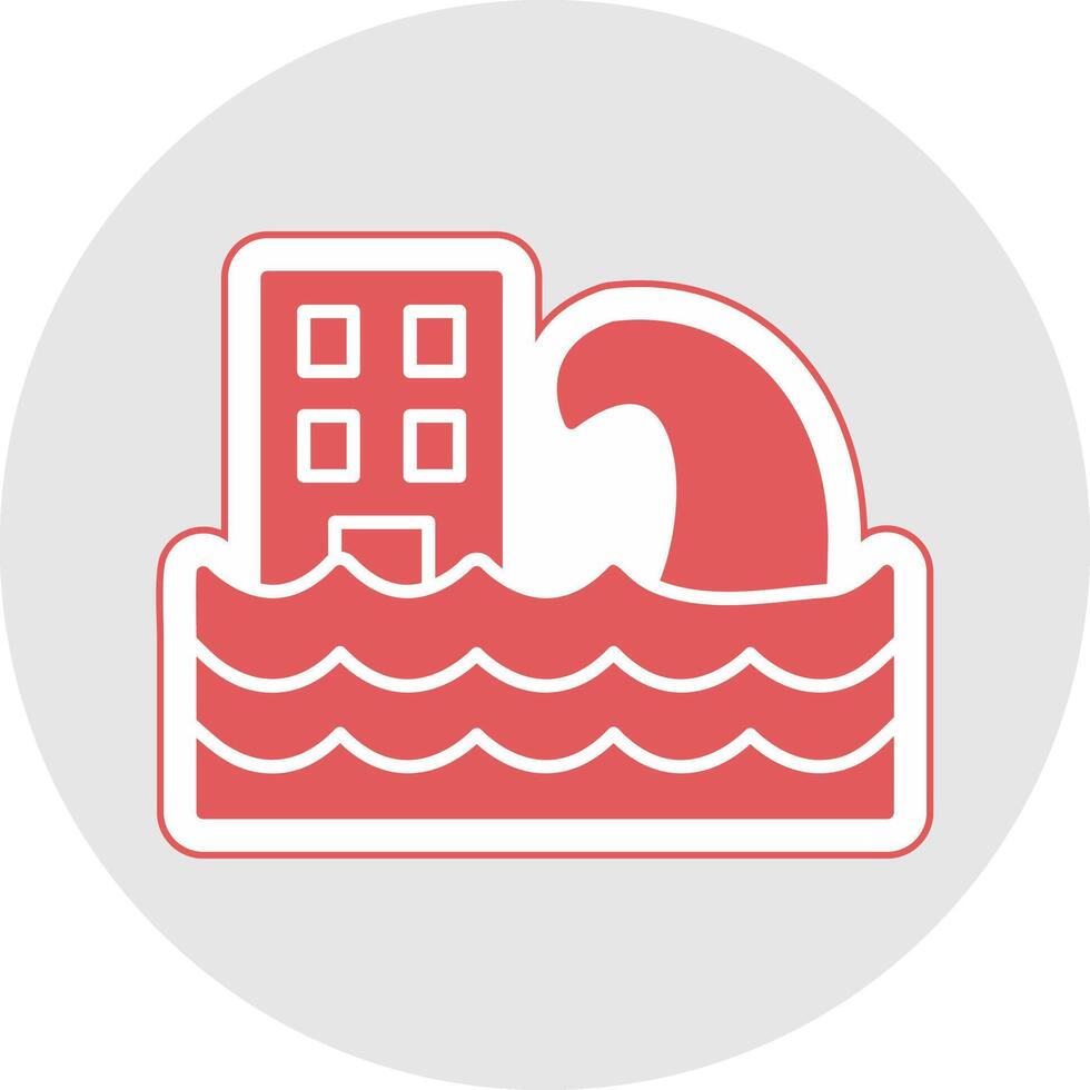 Tsunami Glyph Multicolor Sticker Icon vector