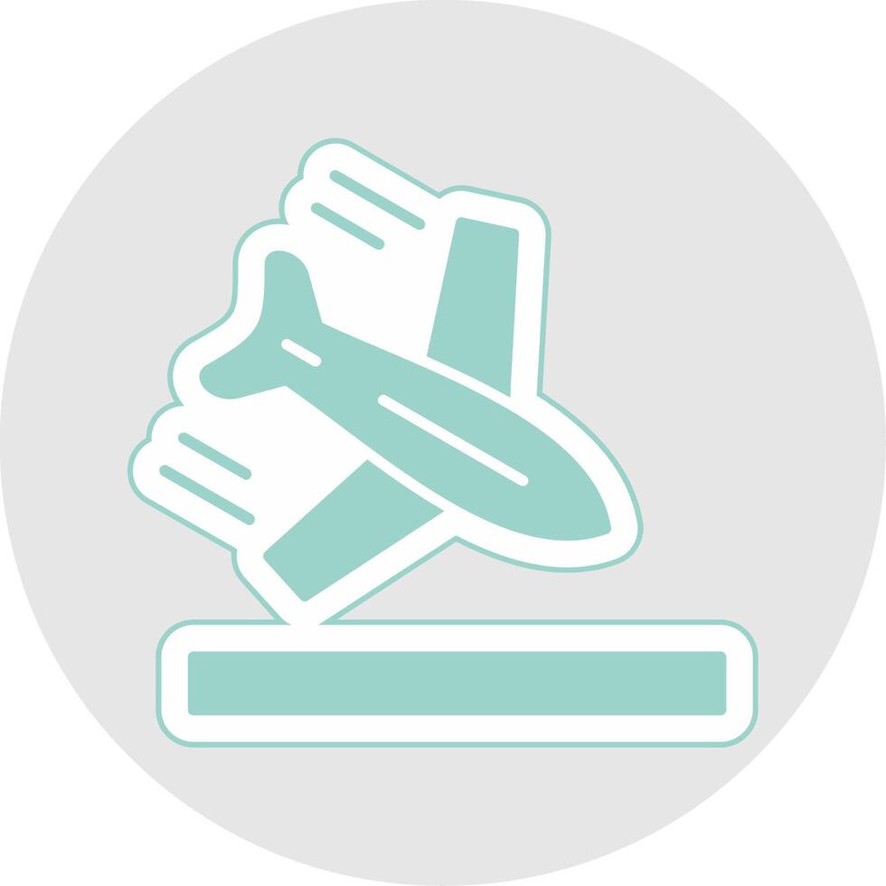 Plane Glyph Multicolor Sticker Icon vector