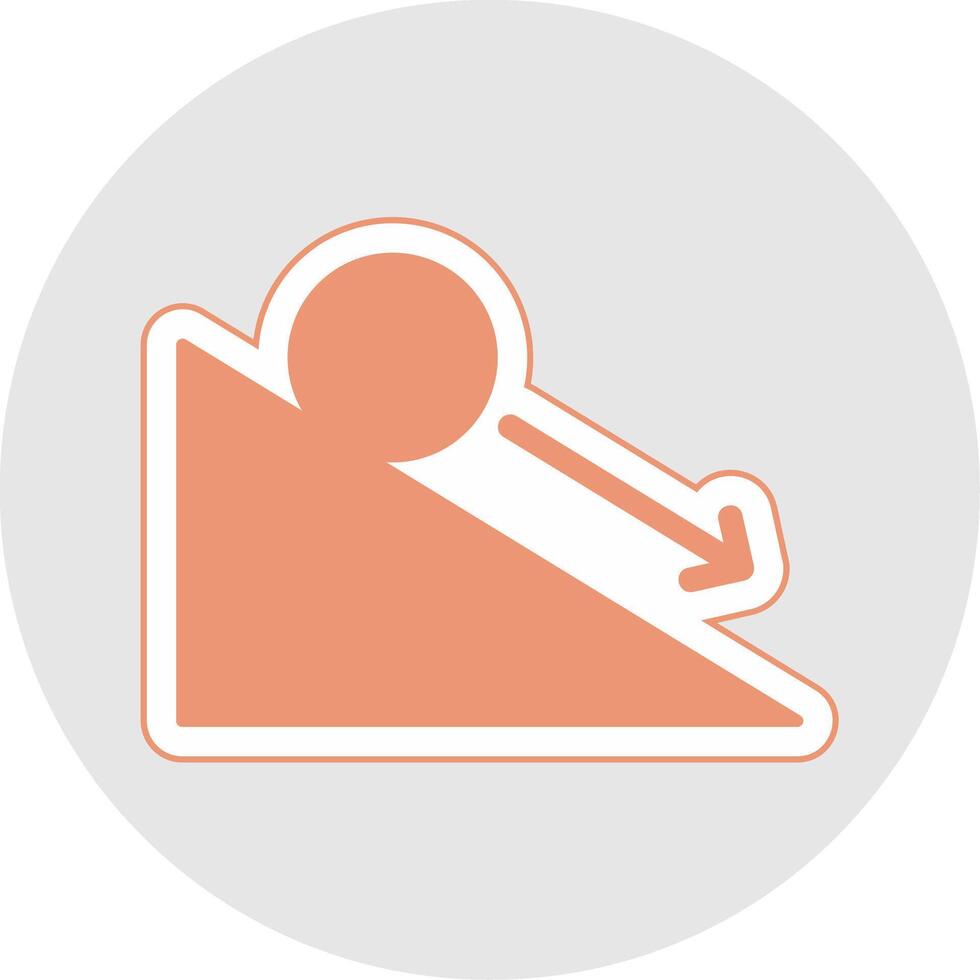 Down Hill Glyph Multicolor Sticker Icon vector