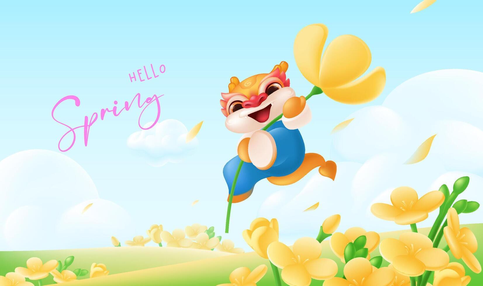 vector primavera ilustración encantador continuar participación amarillo flores que cae