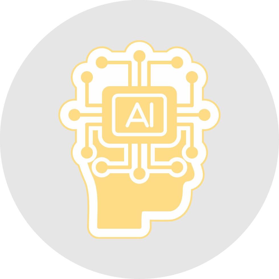 Artificial Intelligence Glyph Multicolor Sticker Icon vector