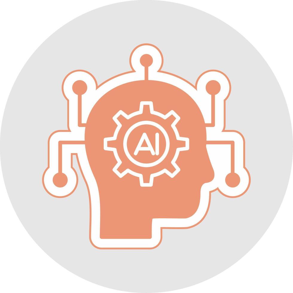 Artificial Intelligence Glyph Multicolor Sticker Icon vector