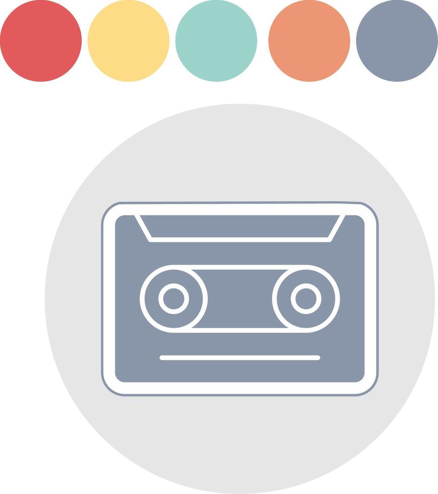 Cassette Glyph Multicolor Sticker Icon vector
