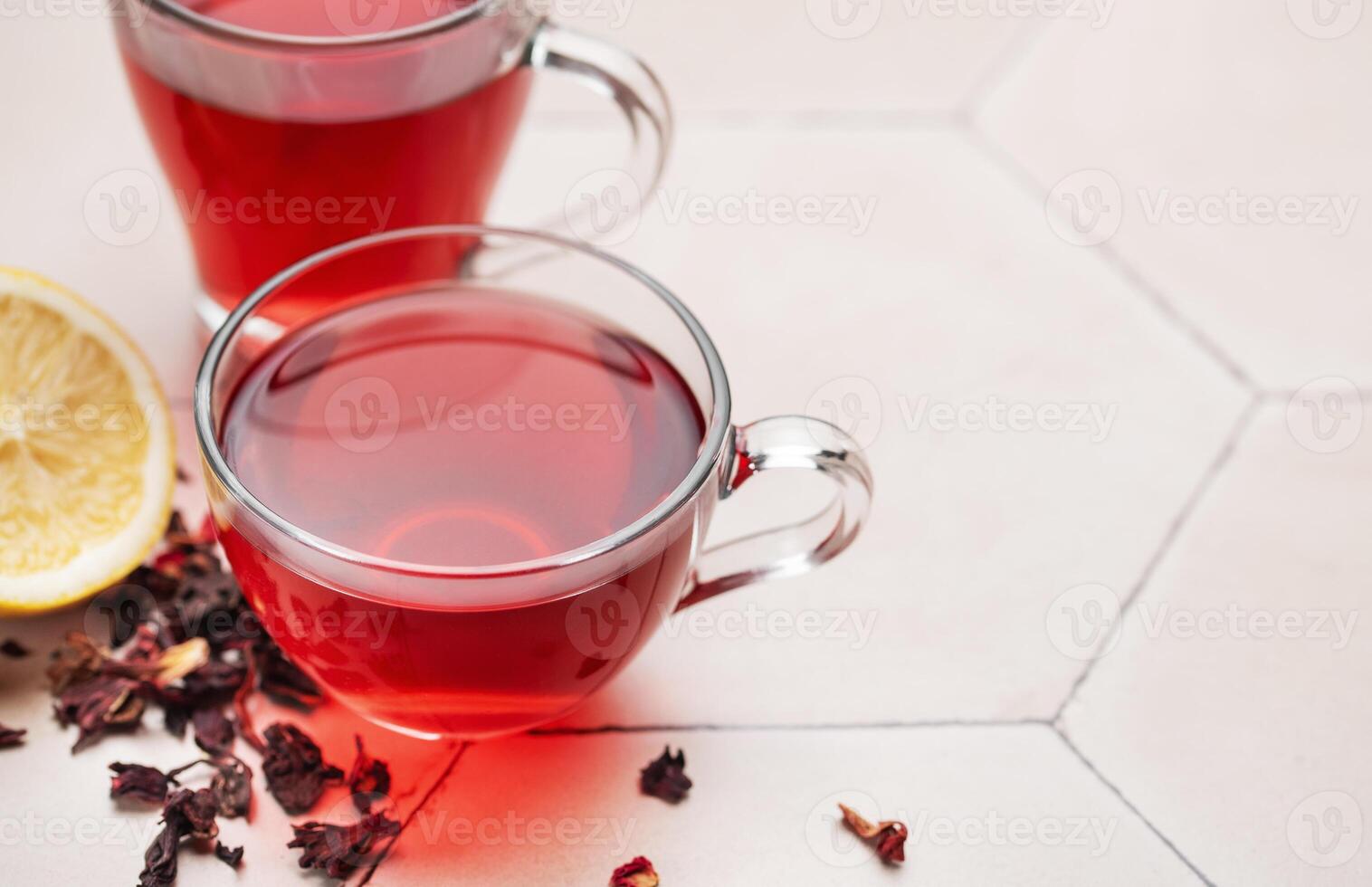 vaso taza de caliente hibisco té. foto