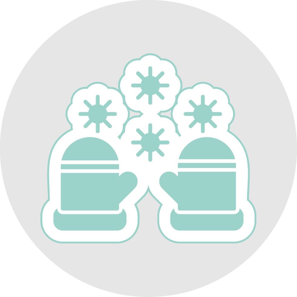 invierno guantes glifo multicolor pegatina icono vector
