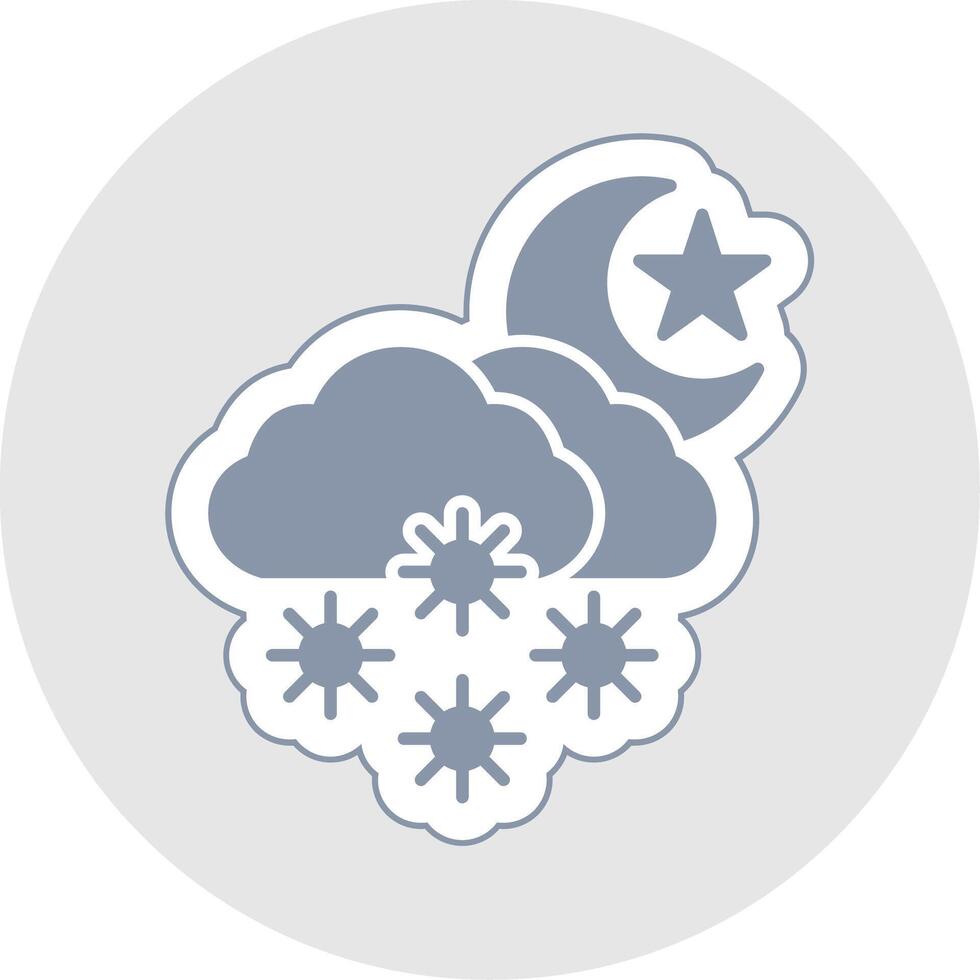 Night Snow Glyph Multicolor Sticker Icon vector