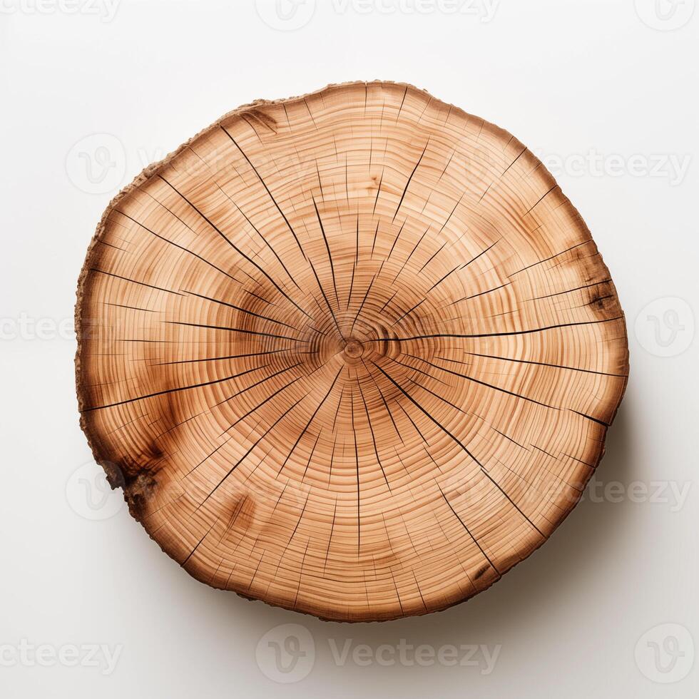AI generated Old piece of tree stump isolated on white background photo