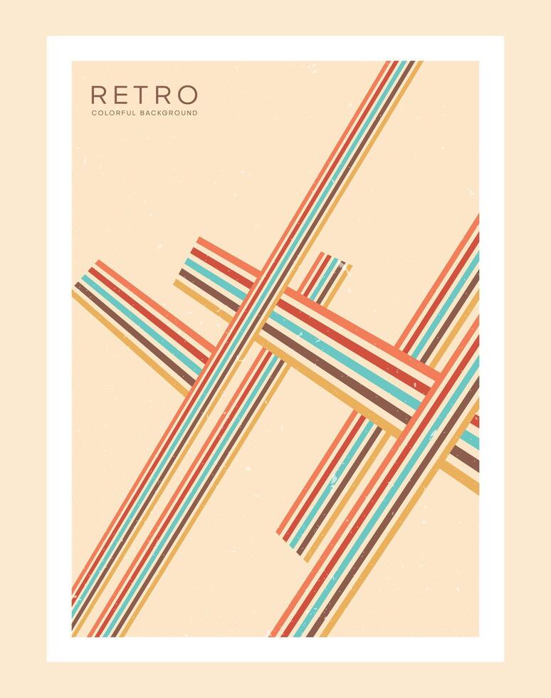 70's abstract Retro Line style aesthetic decoration poster vector