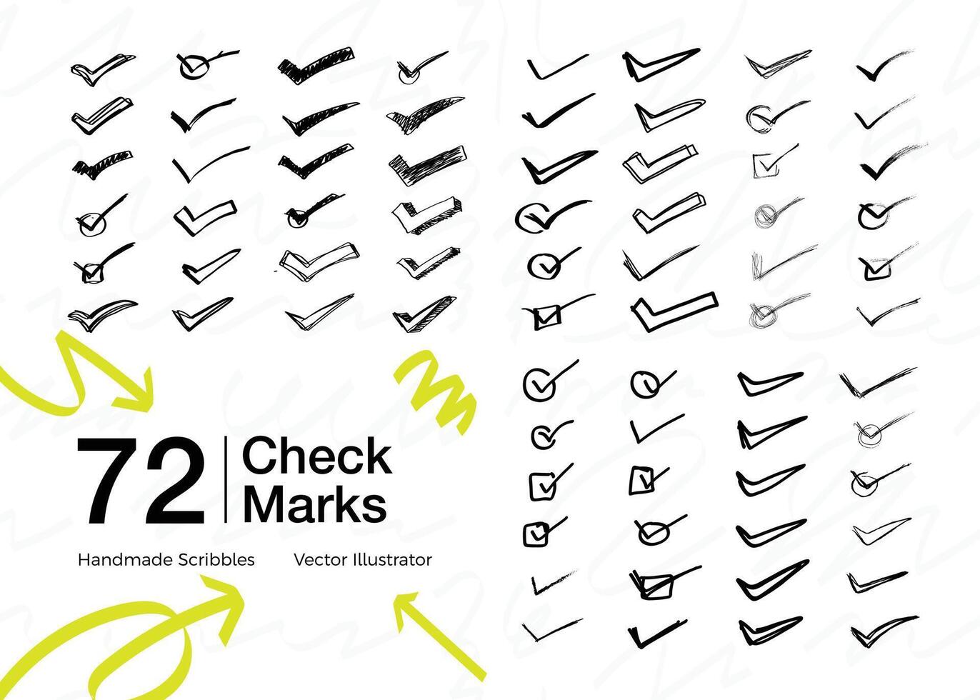 collection of hand-scribbled checklist marks vector