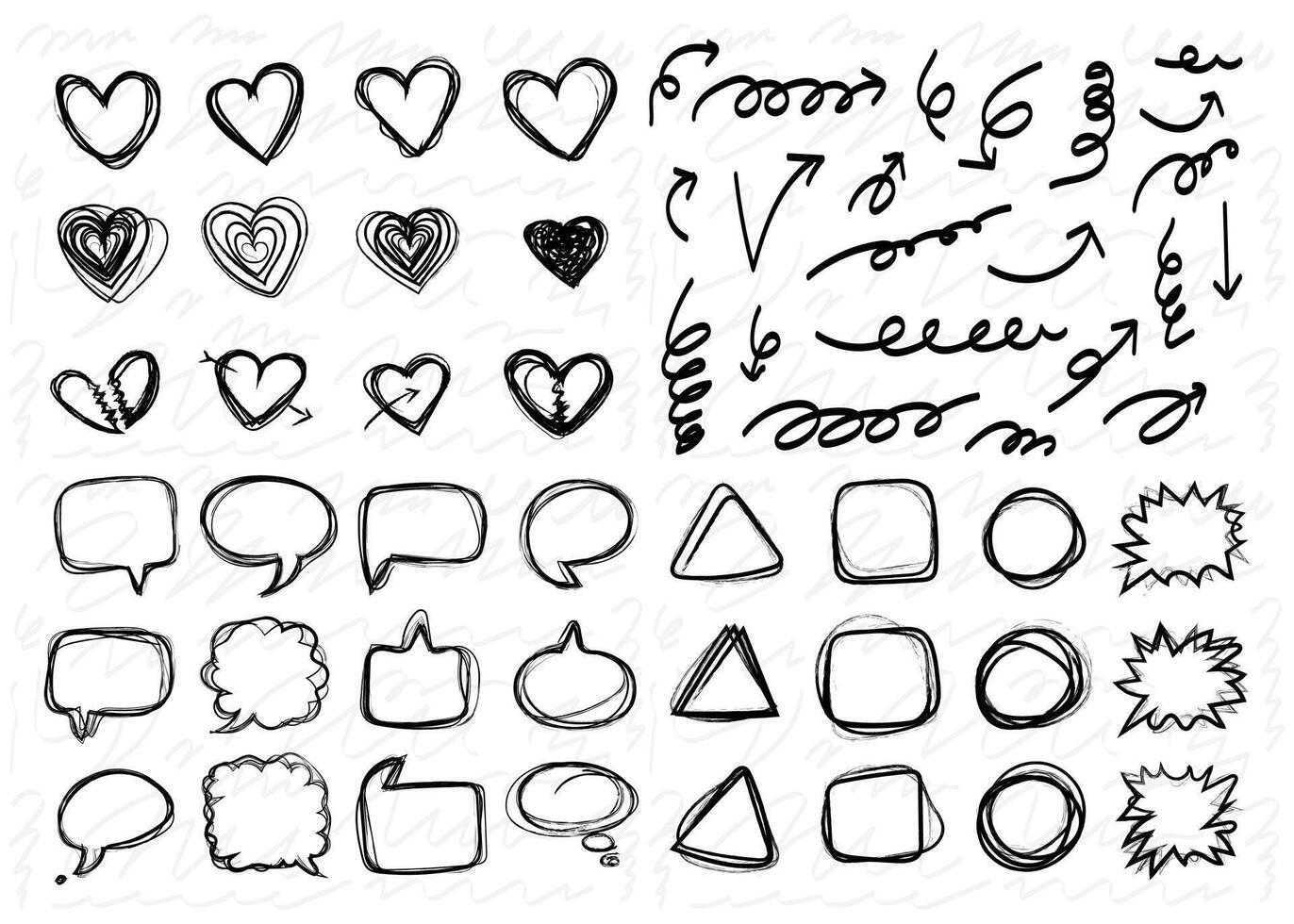 collection of abstract hand drawn shapes and lines vector