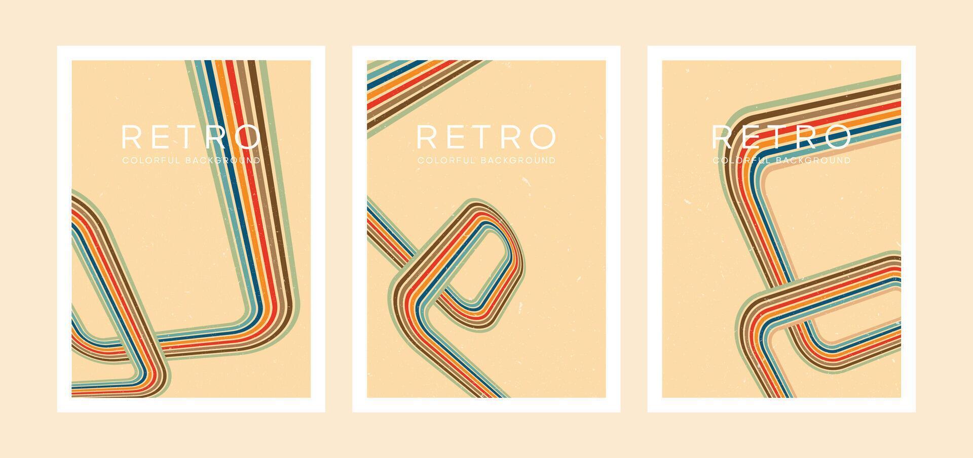 Collection of abstract 70's Retro Line style aesthetic vector illustrations