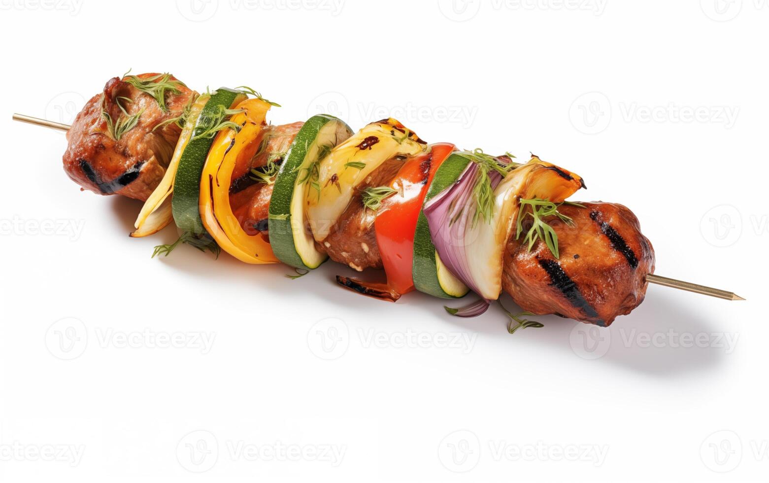 AI generated Tasty fried grilled kebab Isolated on White background photo
