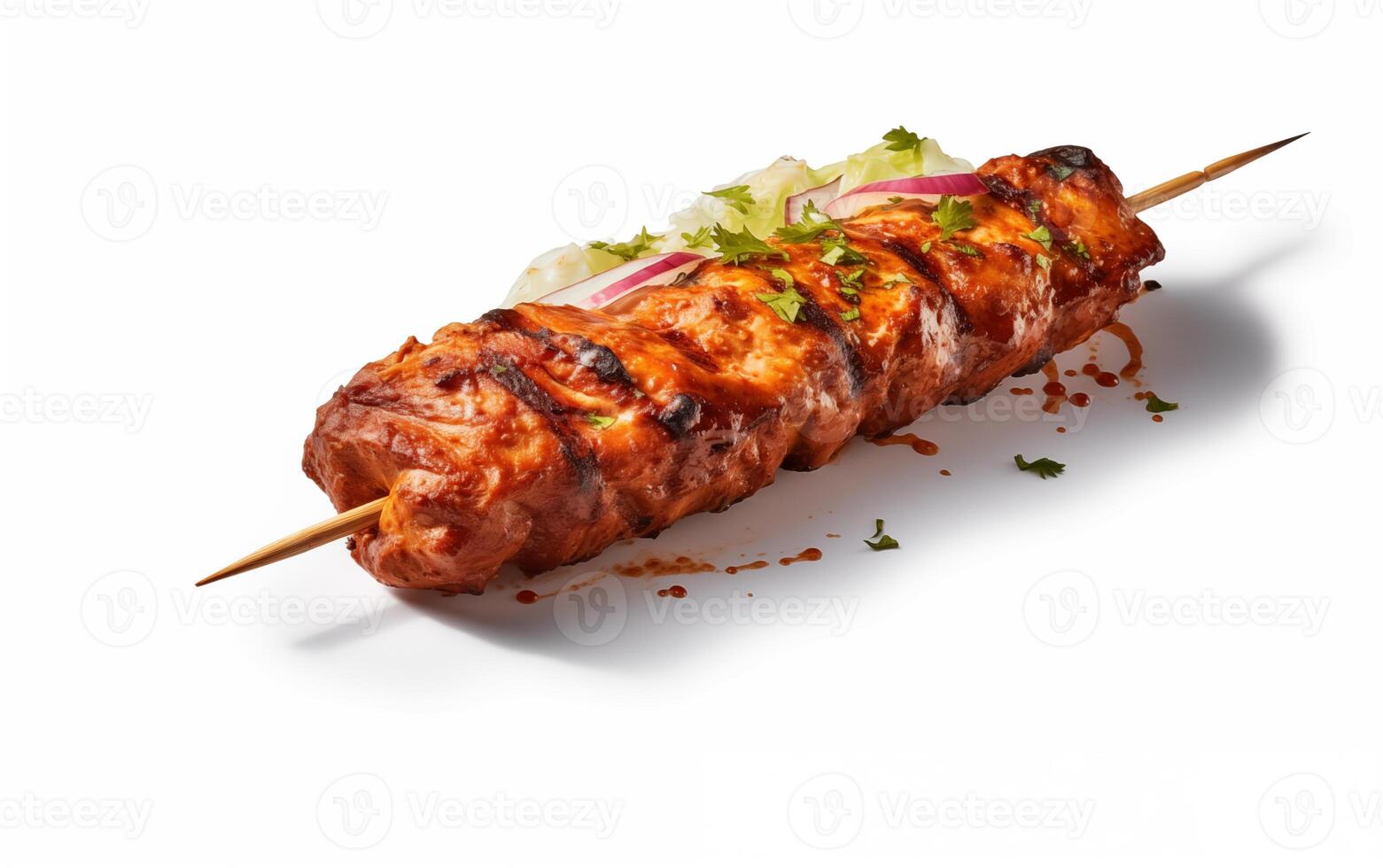 AI generated Tasty fried grilled kebab Isolated on White background photo