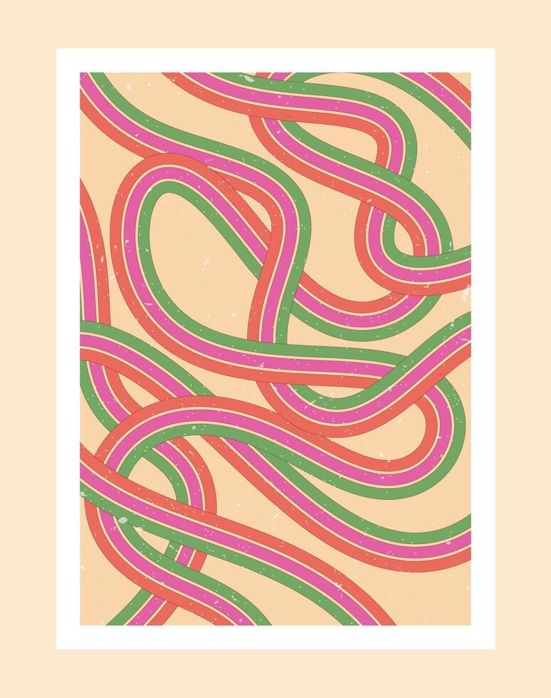 70's abstract Retro Line style aesthetic decoration poster vector