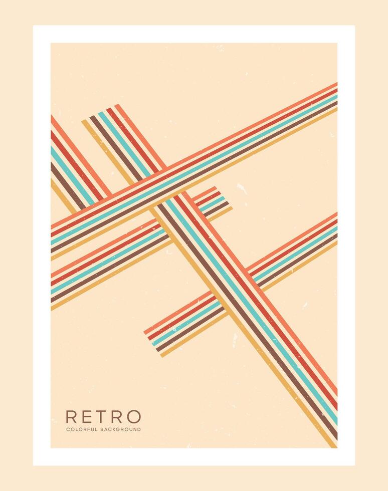 70's abstract Retro Line style aesthetic decoration poster vector