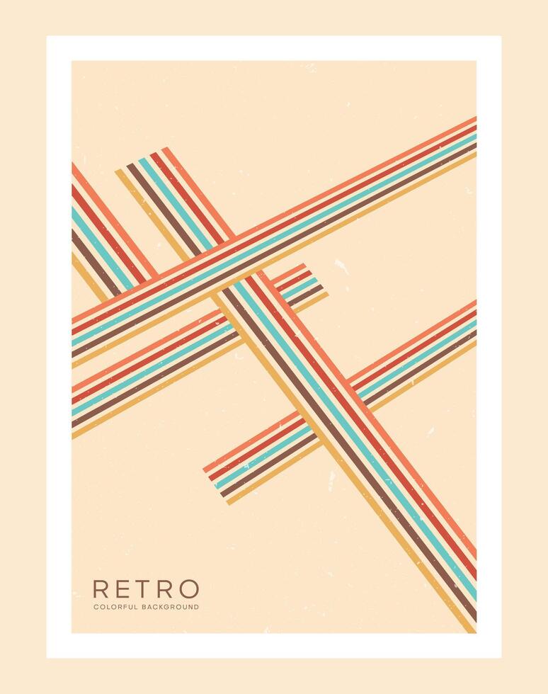 70's abstract Retro Line style aesthetic decoration poster vector