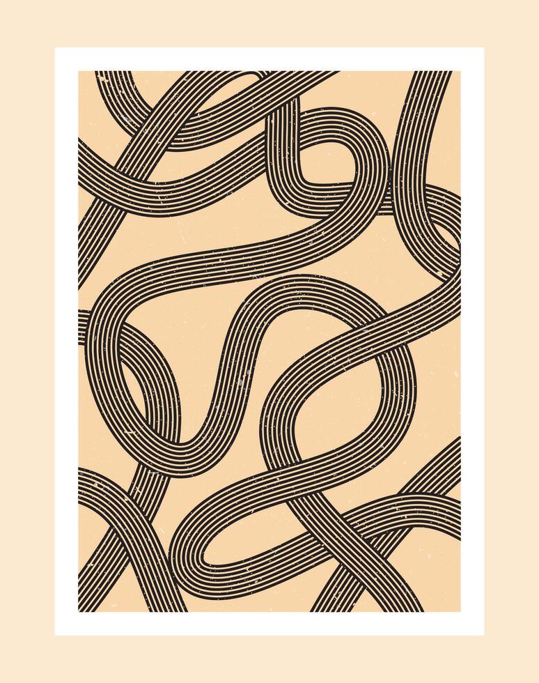 70's abstract Retro Line style aesthetic decoration poster vector