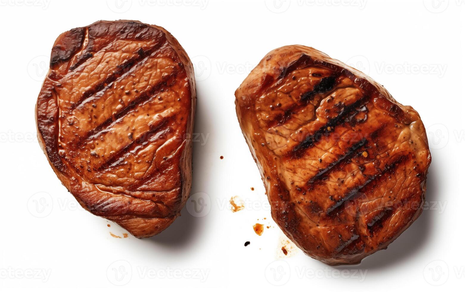 AI generated Grilled pork or beef steaks with chilli Isolated on White background photo