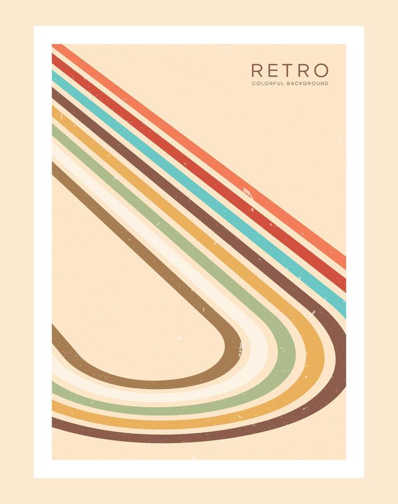 70's abstract Retro Line style aesthetic decoration poster vector