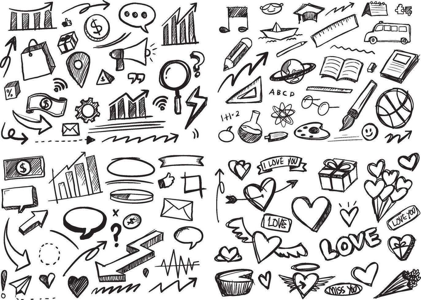 collection of abstract doodles for design needs vector