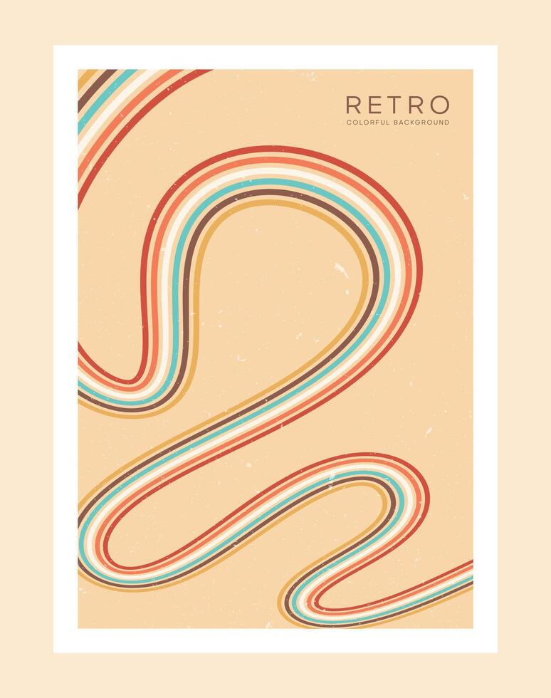 70's abstract Retro Line style aesthetic decoration poster vector