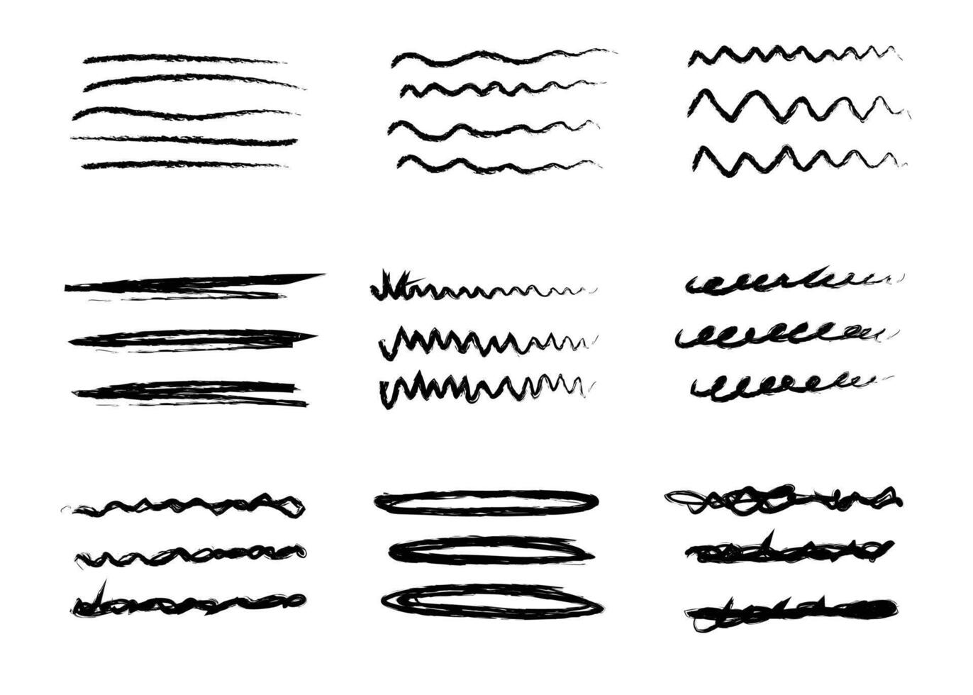 collection of abstract line doodles using markers vector