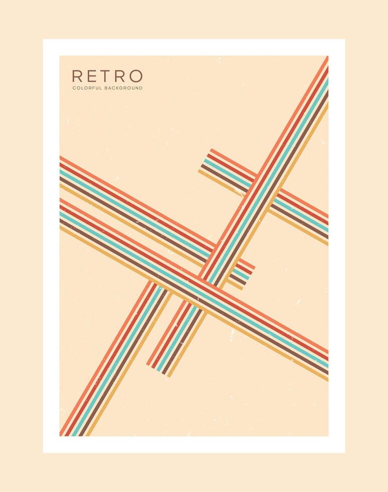 70's abstract Retro Line style aesthetic decoration poster vector