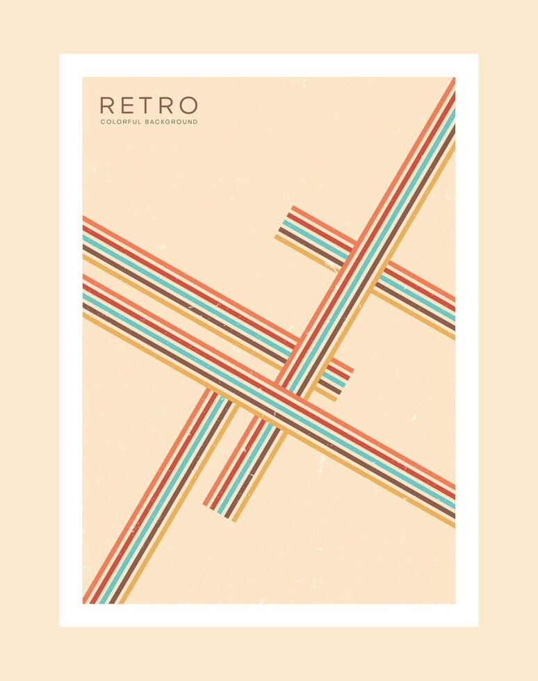 Años 70 resumen retro línea estilo estético decoración póster vector