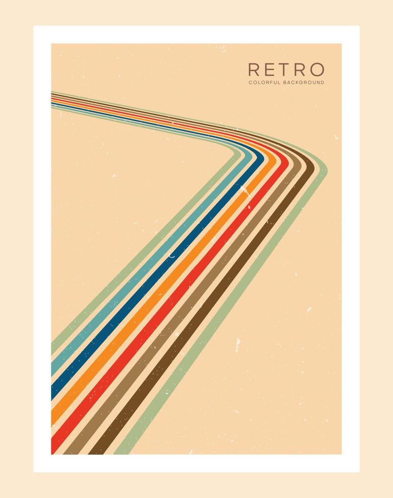 70's abstract Retro Line style aesthetic decoration poster vector