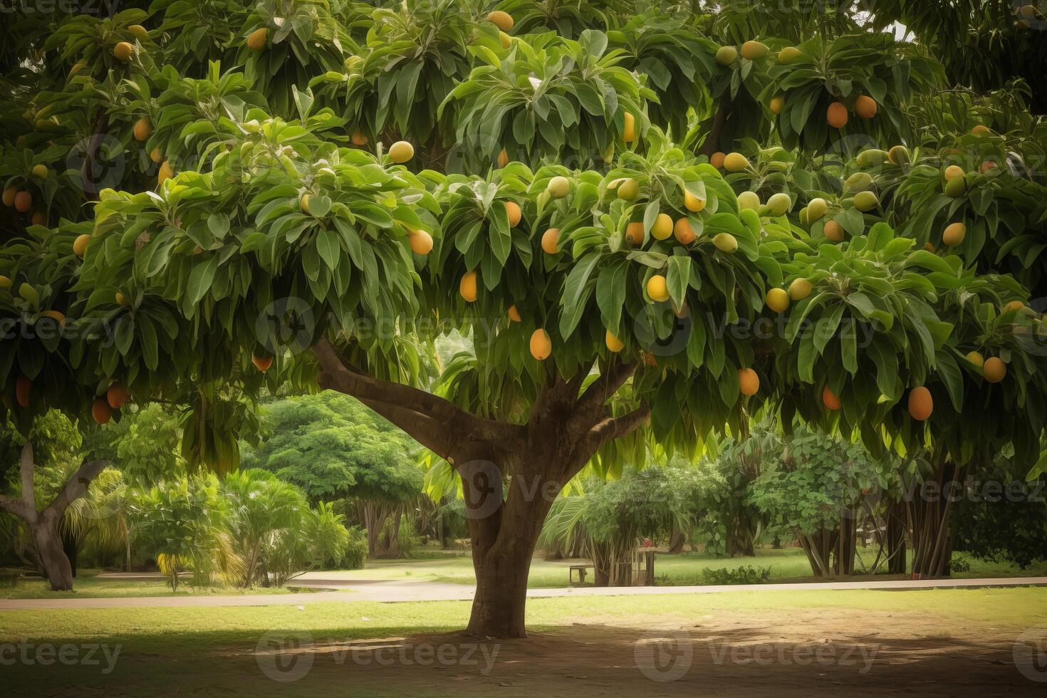 ai generado mango árbol en parque. generar ai foto