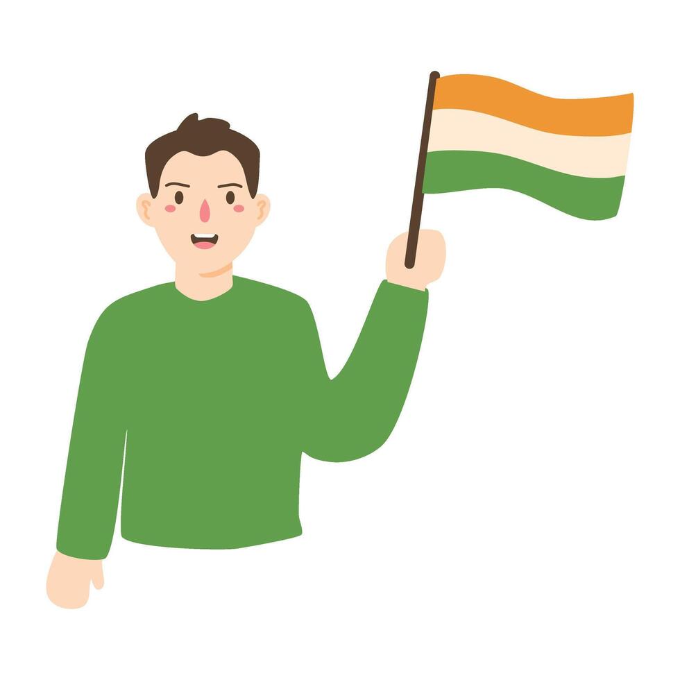 india independence day illustration with people holding flags vector