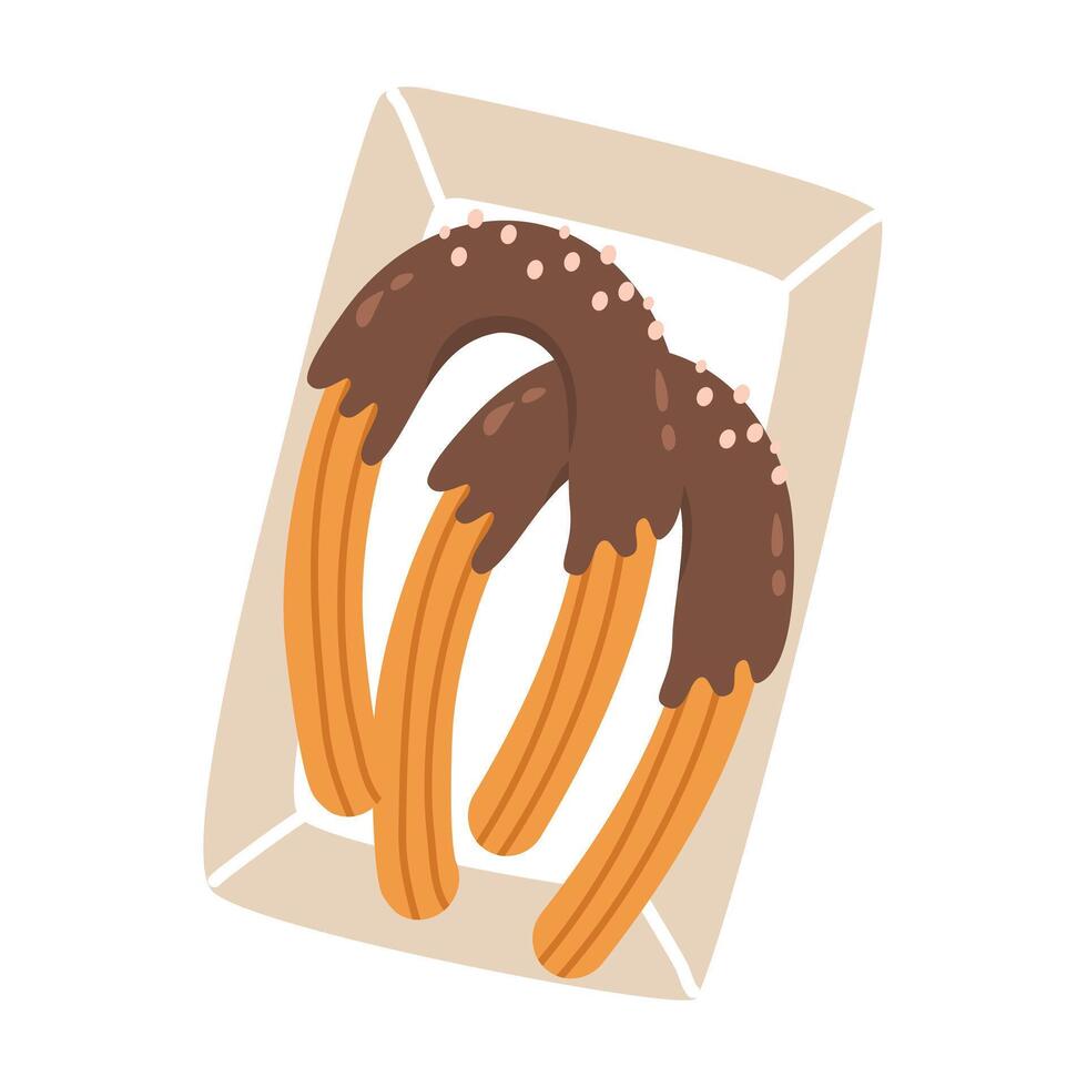 Mexican Churros Pastry and Sweet Chocolate Food vector