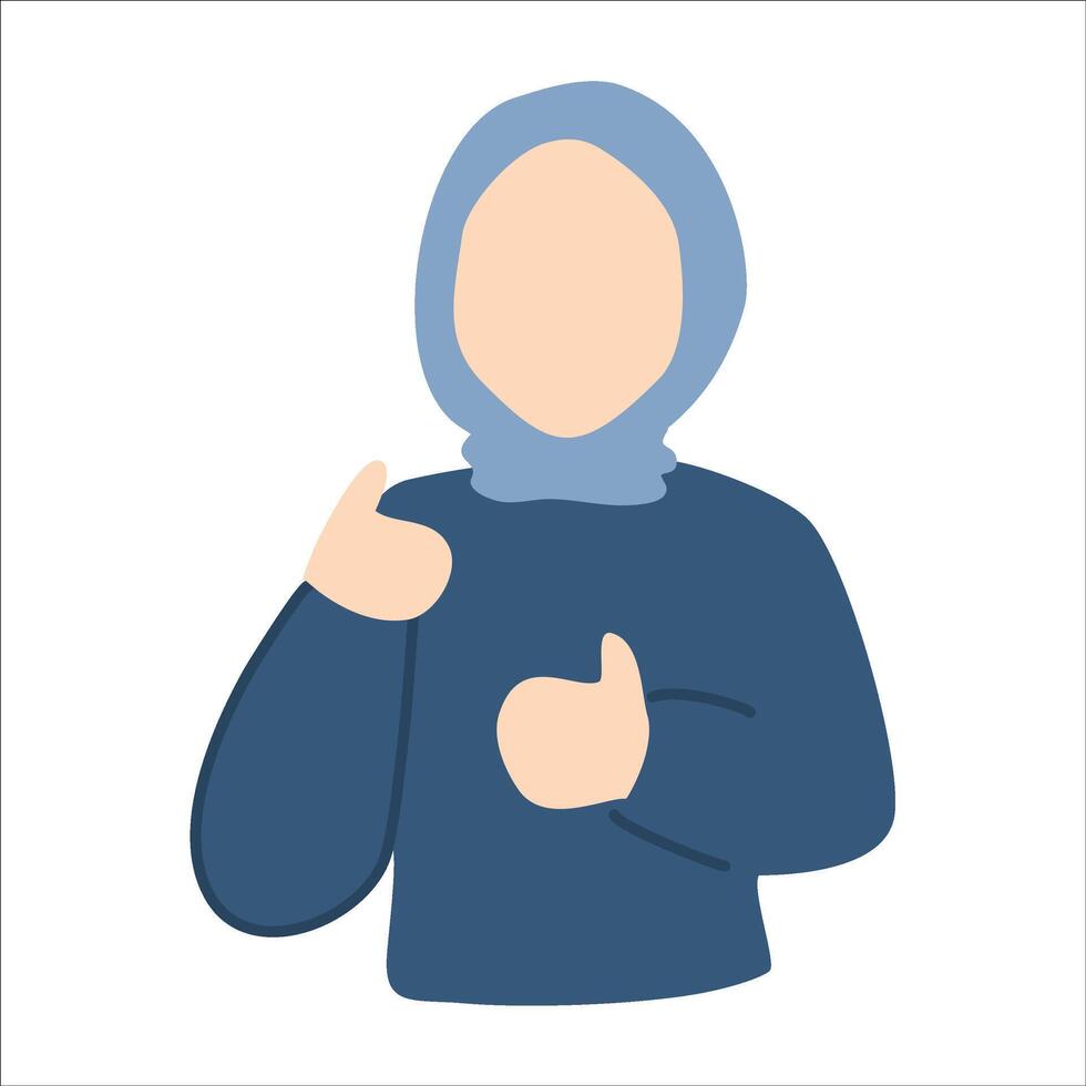 linda muslimah azul hijab sin rostro vector