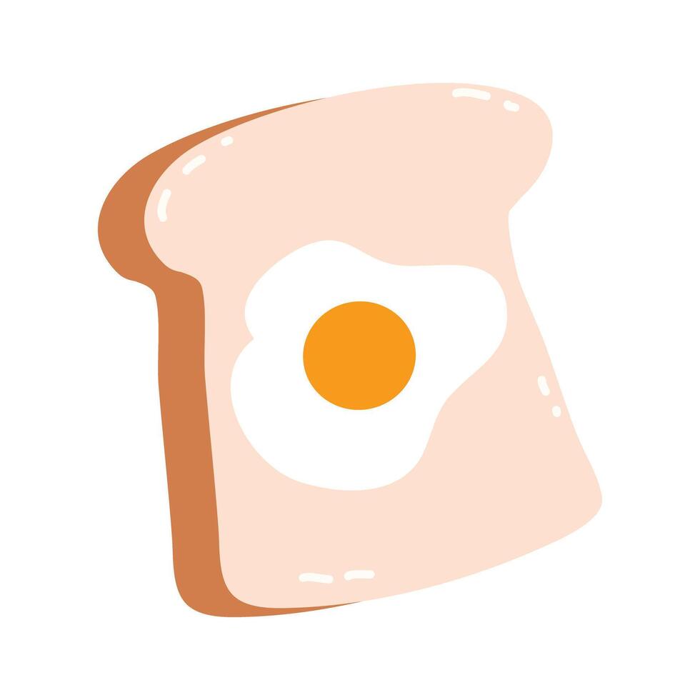 Fresh toasted bread with fried egg Yummy and healthy breakfast vector