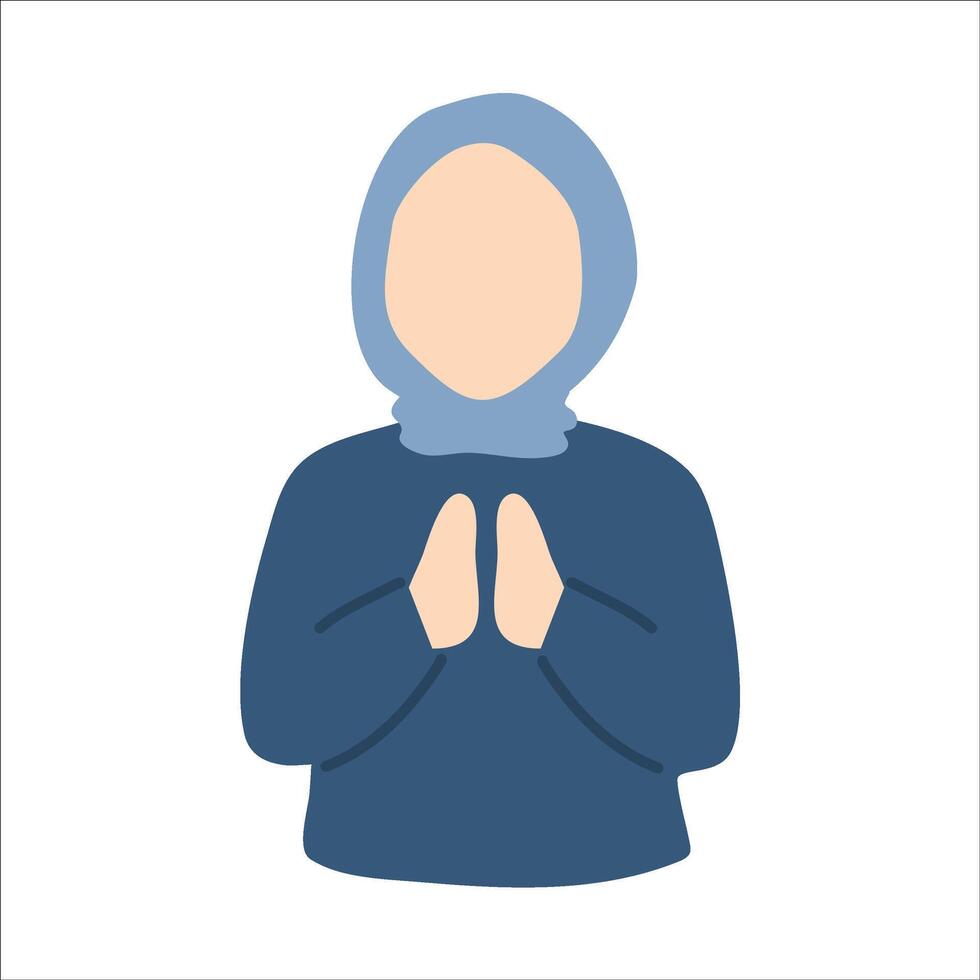 hermosa hijab niña saludo gesto vector